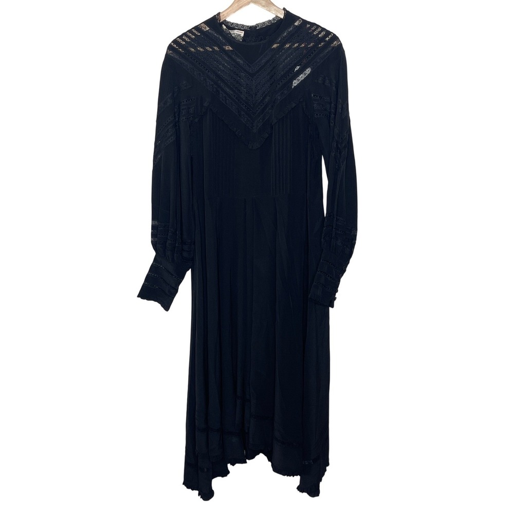 Zadig & Voltaire  Rozyl Black Lace‎ Victorian Midi Dress   Dark Academia NWT